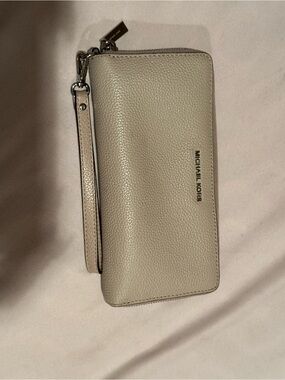 Michael Kors Light Taupe Pebbled Leather Wristlet
